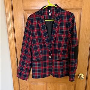 Tommy Hilfiger Red and Blue Plaid Blazer